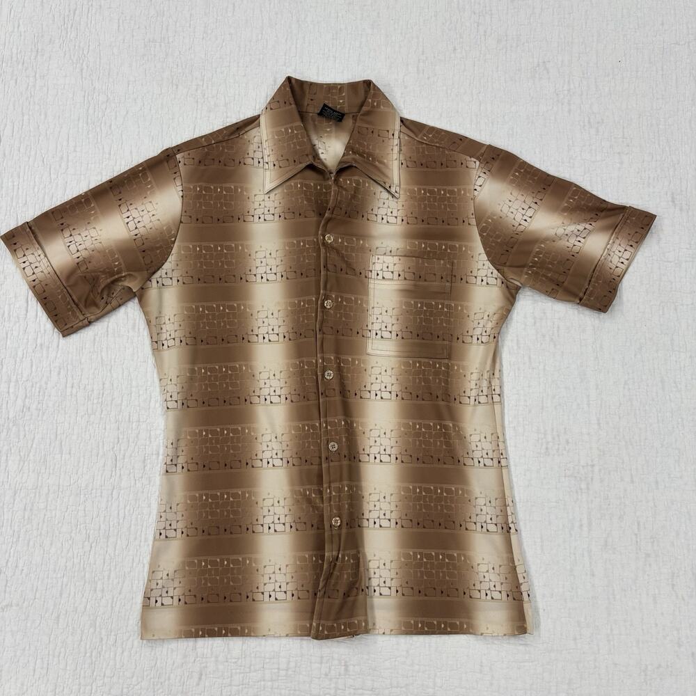 Vintage 70s Joel Shirt Men Size Medium Hippie Disco Cal Made Button Up